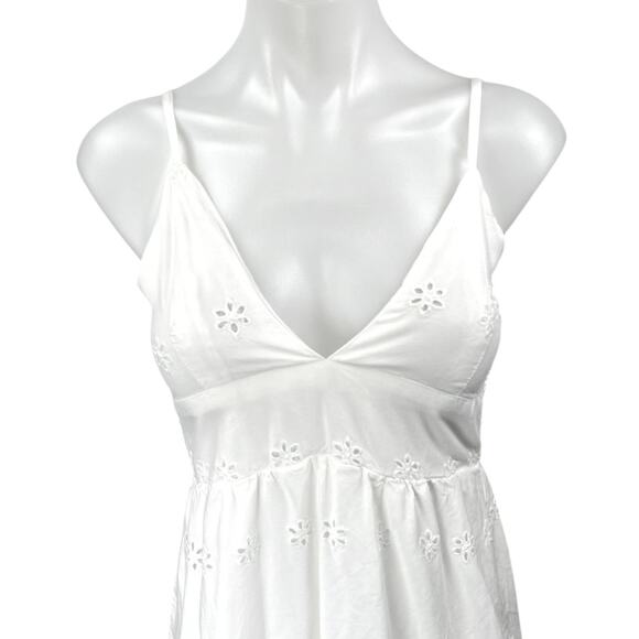 Jessica Simpson White Eyelet Lace Embroidered Sleeveless Cami Camisole Dress M - Picture 5 of 6